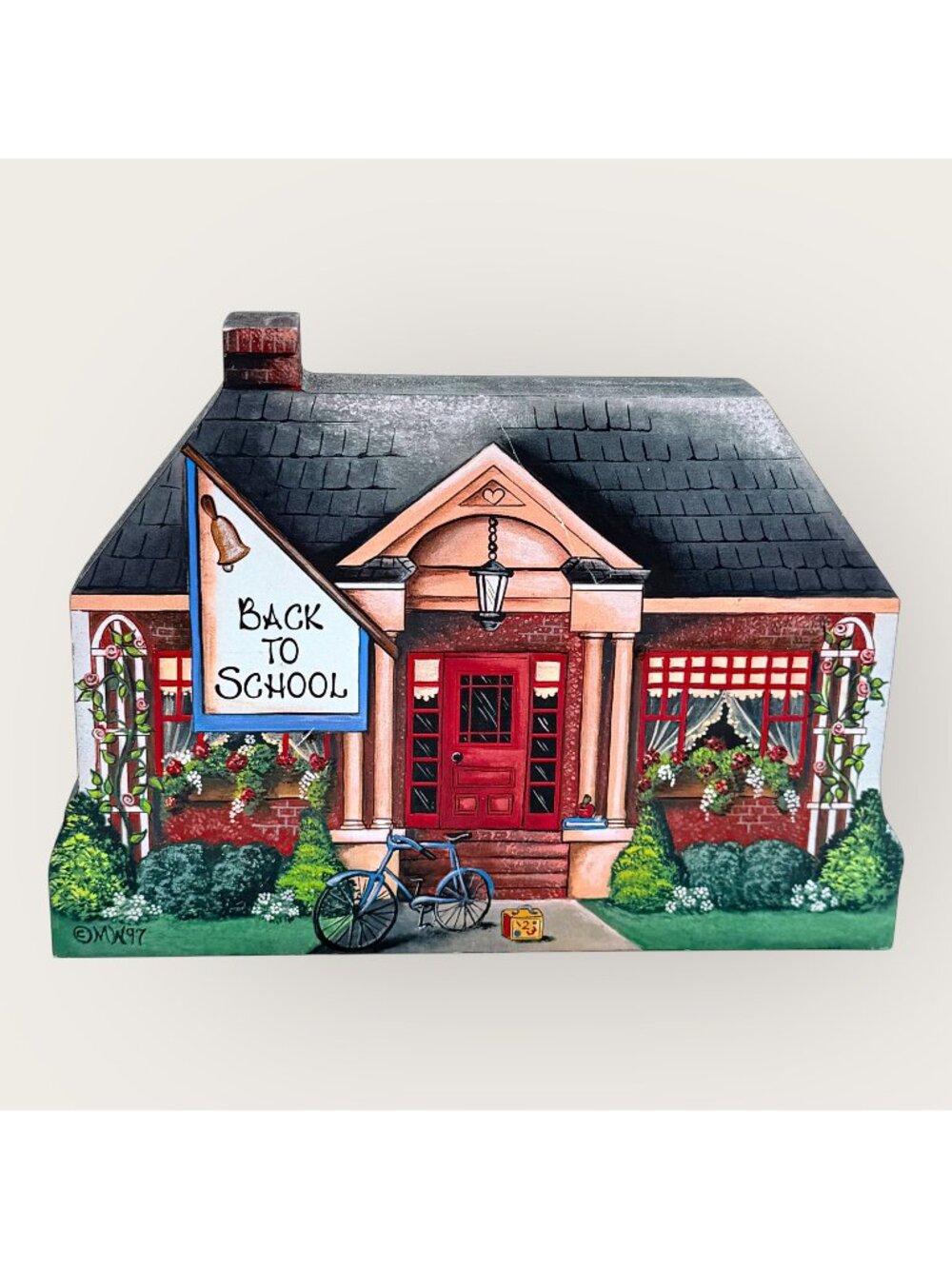 Handcrafted Wooden Schoolhouse Figurine By Brandywine Woodcrafts Inc Made In USA